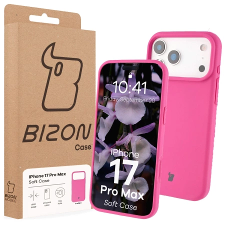 Silikonowe etui Bizon Soft Case do iPhone 17 Pro Max, fuksja