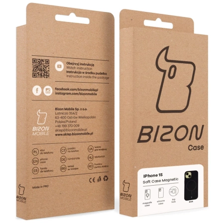 Silikonowe etui z pierścieniem magnetycznym Bizon Soft Case Magnetic do iPhone 15, czarne