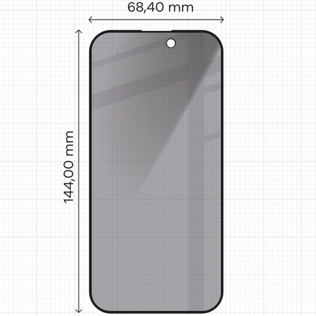 Prywatyzujące szkło hartowane Bizon Glass Edge Shadow do iPhone 14 Pro, przyciemniane z czarną ramką
