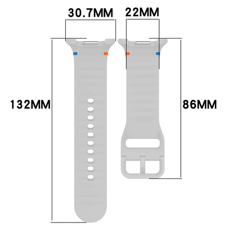 Silikonowy pasek Bizon Strap Watch Silicone G do Galaxy Watch 8 40 mm / 44 mm / 8 Classic 46 mm, jasnoszary