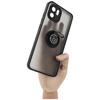 Etui z uchwytem na palec Bizon Case Hybrid Ring do Xiaomi Redmi A1, przydymione z czarną ramką