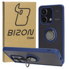 Etui z uchwytem na palec Bizon Case Hybrid Ring do Xiaomi Redmi Note 13 4G, przydymione z granatową ramką