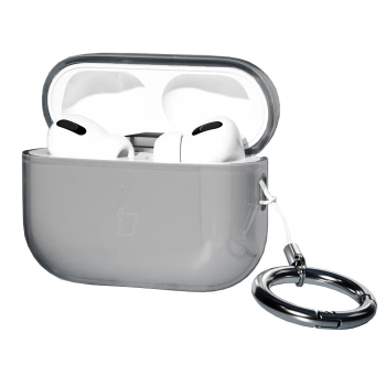 Elastyczne etui z karabińczykiem Bizon Case Headphone Clear do AirPods Pro 3, przeźroczysto-czarne