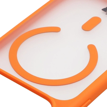 Etui z pierścieniem magnetycznym Bizon Case MatteO do iPhone 17 Pro, przydymione-pomarańczowe