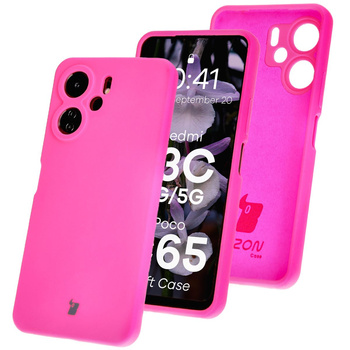 Silikonowe etui Bizon Soft Case do Xiaomi Redmi 13C 4G / Xiaomi Redmi 13C 5G / Xiaomi Poco C65, neonowo-różowe