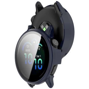 Etui ze szkłem do zegarka Bizon Case+Glass Watch do Garmin Vivoactive 6, niebieskie