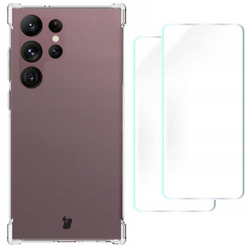 Etui + 2x folia + obiektyw Bizon Case Clear Pack do Galaxy S23 Ultra, przezroczyste