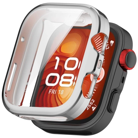 Etui z osłoną ekranu Bizon Case Watch Felipe do Huawei Watch Fit 4, srebrne