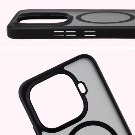 Etui z pierścieniem magnetycznym Bizon Case MatteO do Xiaomi 15T Pro, przydymione-czarne