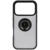 Etui z uchwytem na palec Bizon Case Hybrid Ring do iPhone 17 Pro, przydymione z czarną ramką