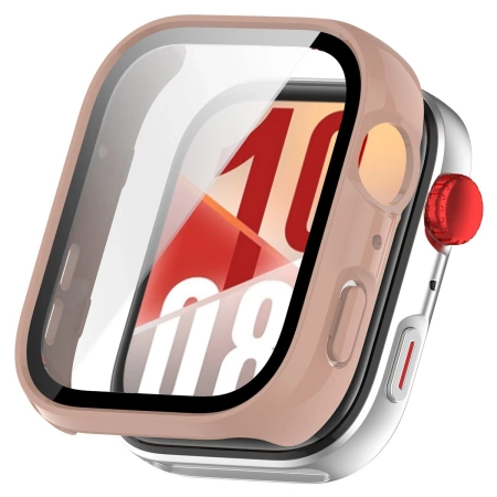 Etui ze szkłem do zegarka Bizon Case+Glass Watch do Huawei Watch Fit 4, różowe