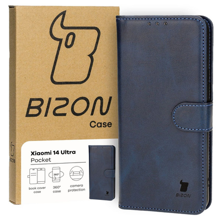 Etui z klapką Bizon Case Pocket do Xiaomi 14 Ultra, granatowe