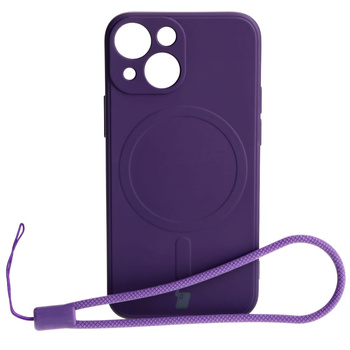 Etui Bizon Case Silicone Magnetic Sq do iPhone 13 Mini, śliwkowe