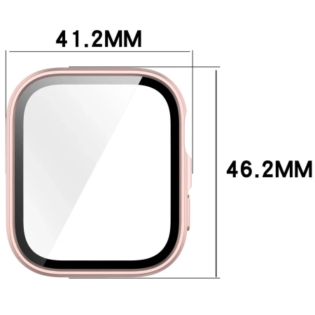 Etui ze szkłem do zegarka Bizon Case+Glass Watch do Huawei Watch Fit 4, satynowo różowe
