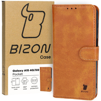 Etui z klapką Bizon Case Pocket do Galaxy A15 5G/4G, brązowe