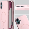 Silikonowe etui z pierścieniem magnetycznym Bizon Soft Case Magnetic do iPhone 16 Plus, jasnoróżowe