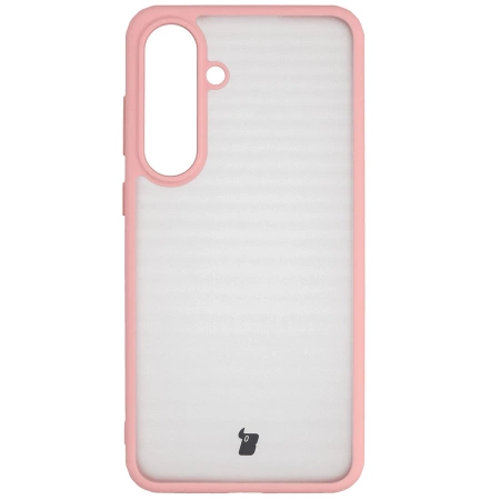 Etui Bizon Case Angelo do Galaxy S25 FE, półprzezroczyste z jasnoróżową ramką