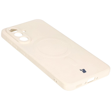 Silikonowe etui z pierścieniem magnetycznym Bizon Case Silicone Magnetic Sq do Galaxy A56 5G, beżowe