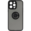 Etui z uchwytem na palec Bizon Case Hybrid Ring do iPhone 14 Pro Max, przydymione z czarną ramką