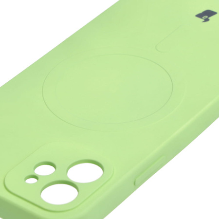 Etui silikonowe z pierścieniem magnetycznym Bizon Case Silicone Magnetic do iPhone 12, jasnozielone