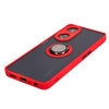 Etui z uchwytem na palec Bizon Case Hybrid Ring do Oppo A98 5G, przydymione z czerwoną ramką
