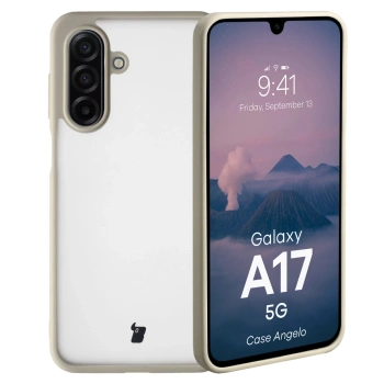 Etui Bizon Case Angelo do Galaxy A17 5G, półprzezroczyste z beżową ramką