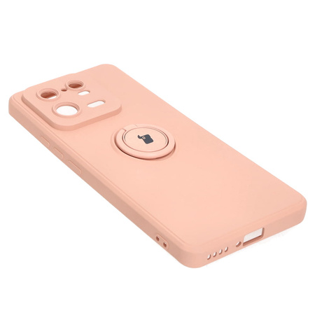 Etui Bizon Case Silicone Ring Sq do Xiaomi 13 Pro, jasnoróżowe