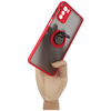 Etui z uchwytem na palec Bizon Case Hybrid Ring do Motorola Moto G42 , przydymione z czerwoną ramką