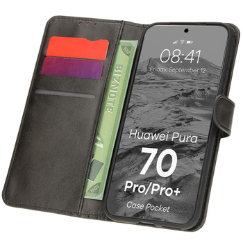 Etui z klapką Bizon Case Pocket do Huawei Pura 70 Pro / Pro+, czarne