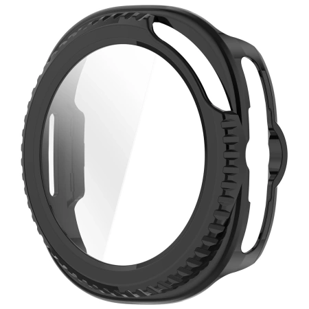 Etui ze szkłem do zegarka Bizon Case+Glass Watch do Samsung Galaxy Watch 8 Classic 46 mm, czarne