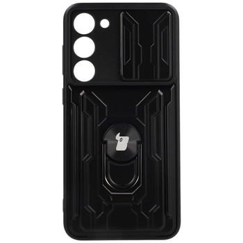 Etui Bizon Case Camshield Card Slot Ring do Galaxy S23 Plus, czarne
