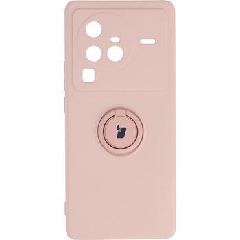 Etui Bizon Case Silicone Ring Sq do VIVO X80 Pro, jasnoróżowe