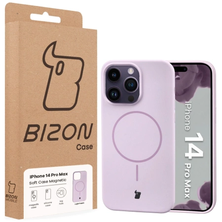 Silikonowe etui z pierścieniem magnetycznym Bizon Soft Case Magnetic do iPhone 14 Pro Max, jasnofioletowe