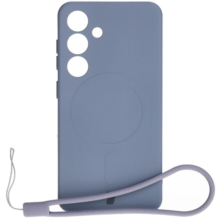 Silikonowe etui z pierścieniem magnetycznym Bizon Case Silicone Magnetic do Galaxy S25 / Galaxy S24, szare