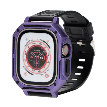 Etui z paskiem Bizon Strap + Case Watch Armor do Apple Watch Ultra 49mm, fioletowe