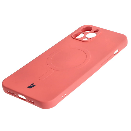 Etui silikonowe z pierścieniem magnetycznym Bizon Case Silicone Magnetic do iPhone 12 Pro Max, brudnoróżowe
