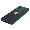 Etui z uchwytem na palec Bizon Case Hybrid Ring do Xiaomi Redmi 12C, przydymione z ciemnozieloną ramką