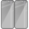 Prywatyzujące szkło hartowane Bizon Glass Edge Shadow Duo do iPhone 15 / 16, przyciemniane z czarną ramką, 2 sztuki