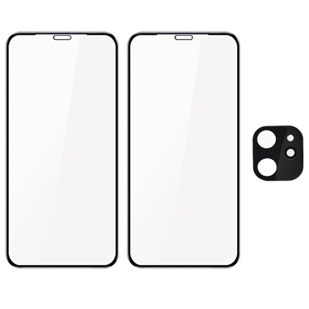 2x Szkło + szybka na aparat Bizon Edge Pack do iPhone 11
