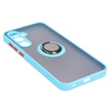 Etui z uchwytem na palec Bizon Case Hybrid Ring do Galaxy A35 5G, przydymione z jasnoniebieską ramką