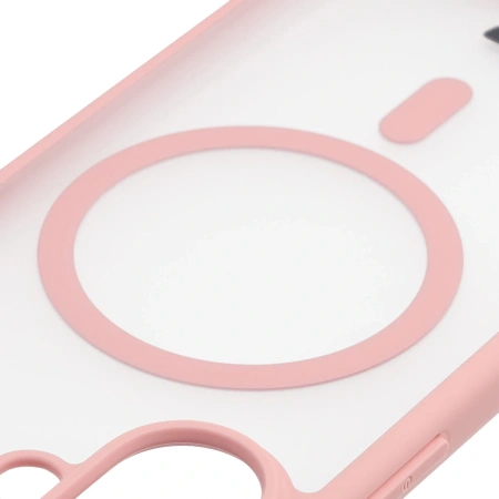 Etui z pierścieniem magnetycznym + szkło hartowane Bizon MatteO Pack do iPhone 17, przydymione-jasnoróżowe