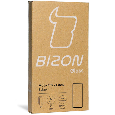 Szkło hartowane Bizon Glass Edge - 2 sztuki + ochrona na obiektyw, Motorola Moto E32 / E32s