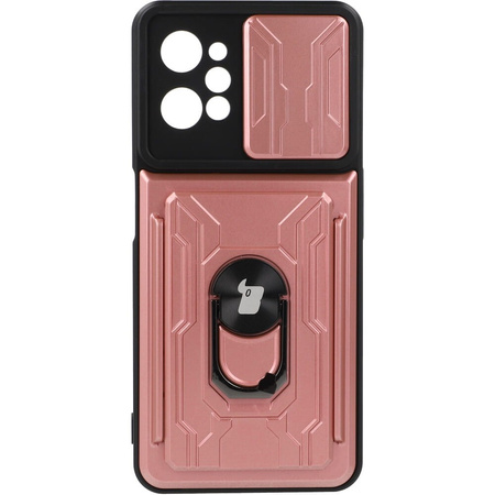 Etui Bizon Case Camshield Card Slot Ring do Realme C31, jasnoróżowe