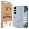 Silikonowe etui z pierścieniem magnetycznym Bizon Soft Case Magnetic do Galaxy S25, błękitne