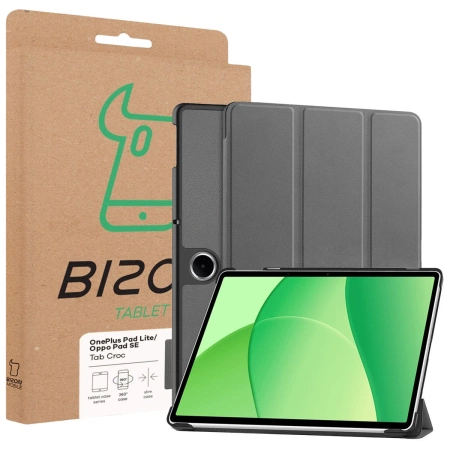 Etui z klapką Bizon Case Tab Croc do OnePlus Pad Lite / Oppo Pad SE, szare