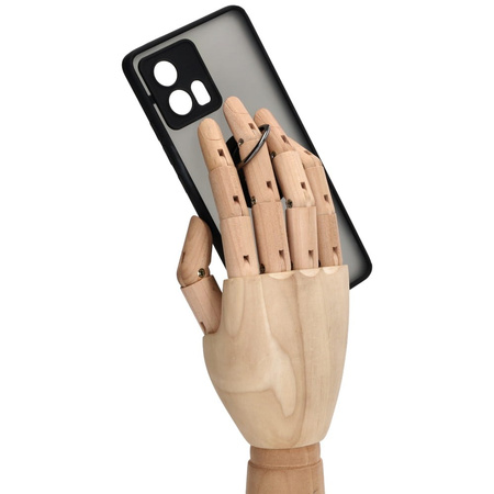 Etui z uchwytem na palec Bizon Case Hybrid Ring do Motorola Edge 30 Fusion, przydymione z czarną ramką