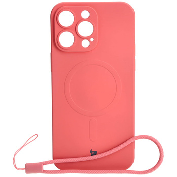 Etui silikonowe z pierścieniem magnetycznym Bizon Case Silicone Magnetic do iPhone 14 Pro Max, brudnoróżowe