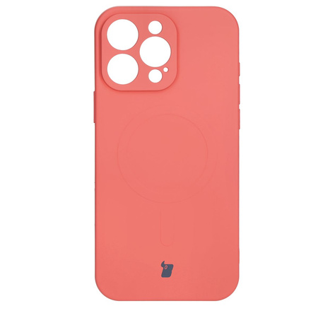 Silikonowe etui z pierścieniem magnetycznym Bizon Case Silicone Magnetic do iPhone 16 Pro, brudnoróżowe