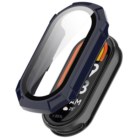 Etui ze szkłem do zegarka Bizon Case+Glass Watch do Xiaomi Smart Band 9, niebieskie