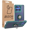 Etui z uchwytem na palec Bizon Case Hybrid Ring do Motorola Edge 60 Pro, przydymione z ciemnozieloną ramką